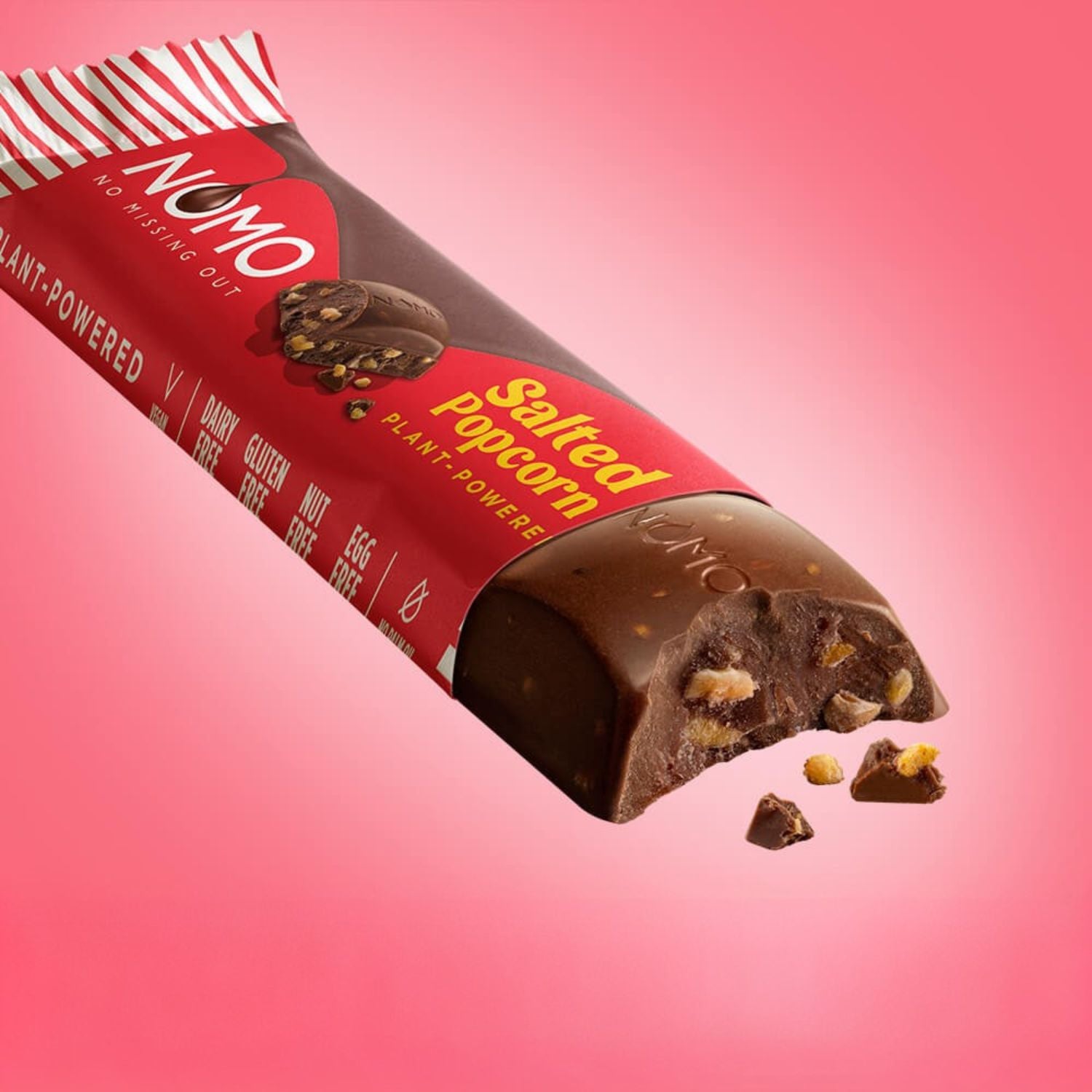 Salted Popcorn Schokoriegel - 24er Box NOMO_ShopAssets_Riegel-SaltedPopcorn-open